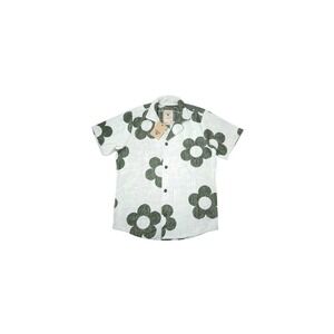 OAS Meadow Terry Cloth After‎ Swim Vacation Shirt Mens XXL Green / White NWT